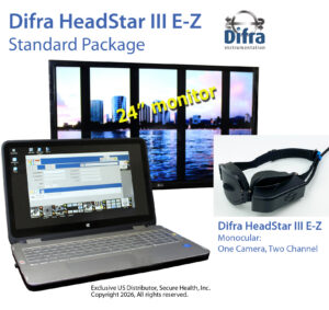 Difra HeadStar III E-Z, standard package, monocular, one camera, two channel vng, includes monitor and laptop computer
